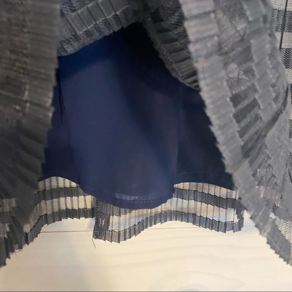 Signature Studio striped lace overlay navy blue skirt